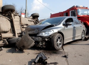 smashed silver car