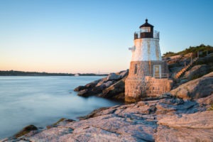 sunset castle hill lighthouse in Newport