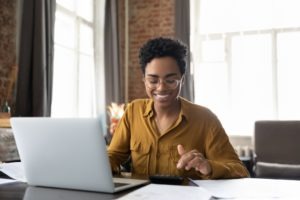 woman happy to receive loan money